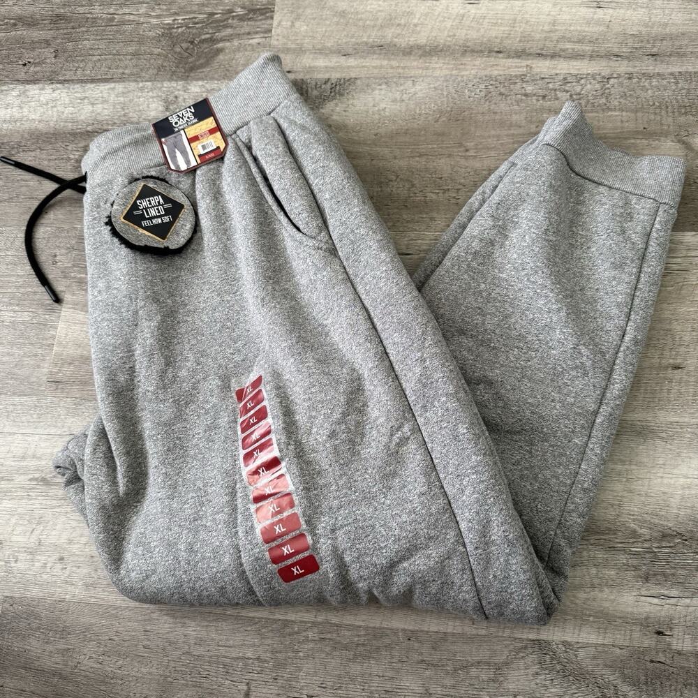 Seven Oaks Sweat Pants Mens XL Sherpa-Lined Joggers Gray Marled Pull-On NEW